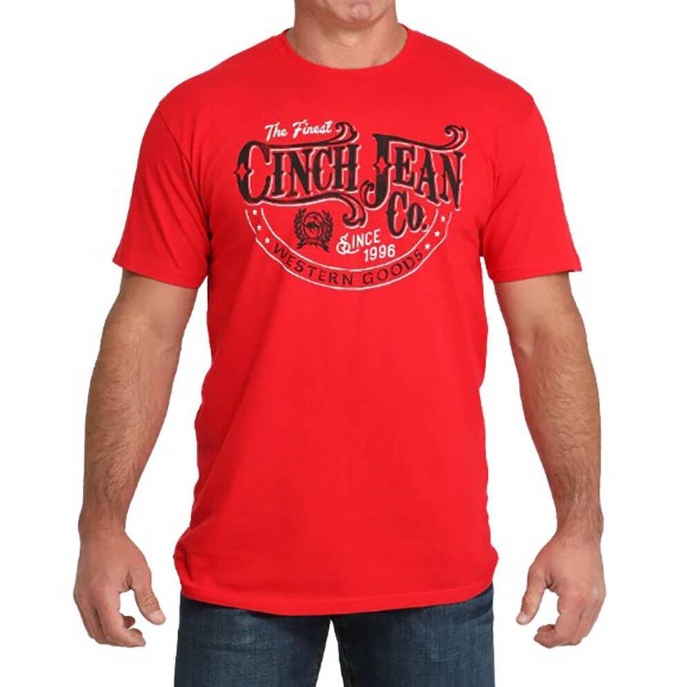 NEW CINCH men's logo short sleeve tee in red